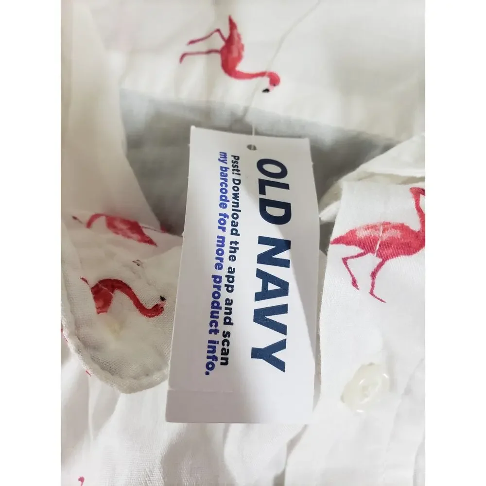 Old Navy Shirt Size 4XL XXXXL Mens Short Sleeve Button Up Flamingo NWT - Picture 4 of 10